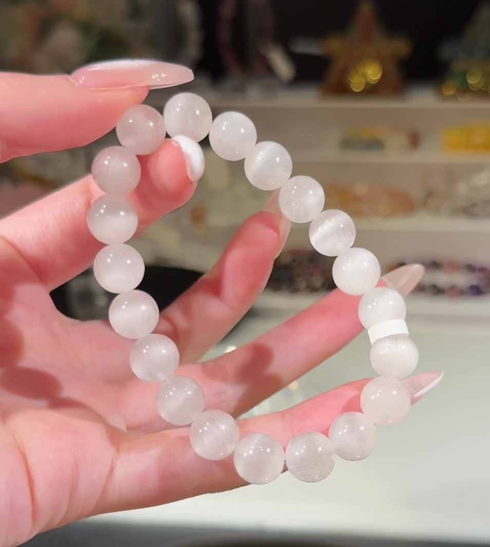 宇宙无敌婚纱猫眼白兔毛 White Rutilated Quartz(9.9mm➕)