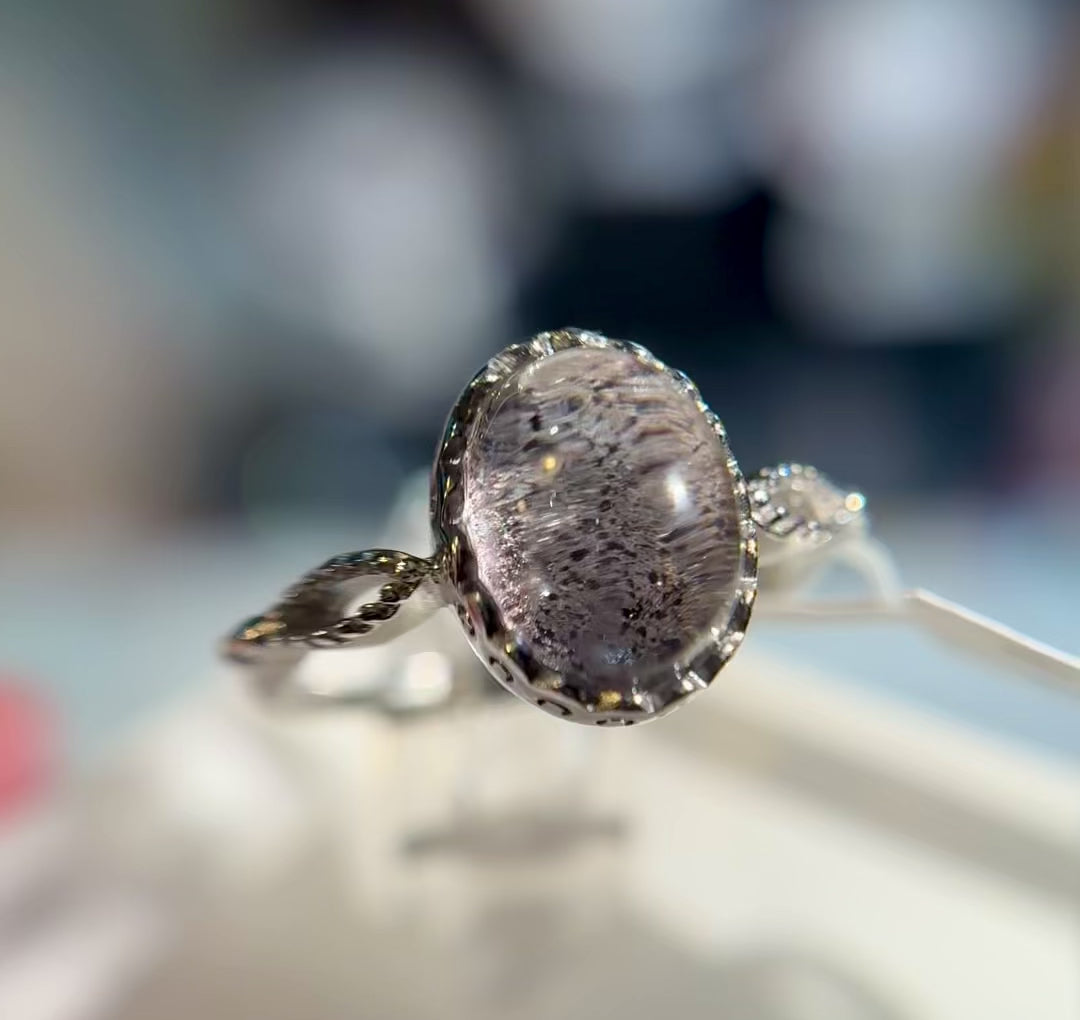 仙女紫金沙幽灵水晶戒指 Fairy-Style Purple Gold Sand Phantom Quartz Ring