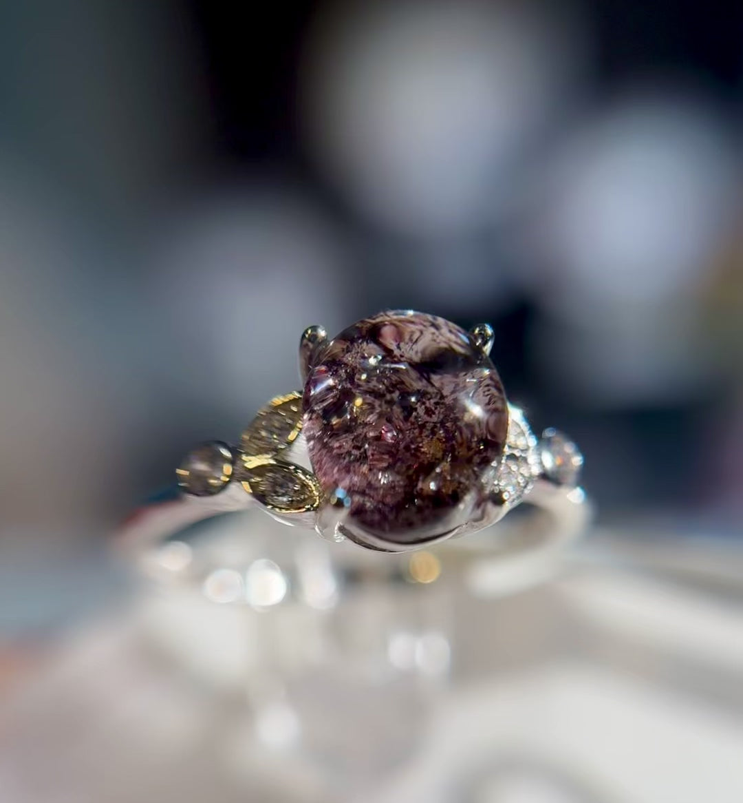 仙女紫金沙幽灵水晶戒指 Fairy-Style Purple Gold Sand Phantom Quartz Ring