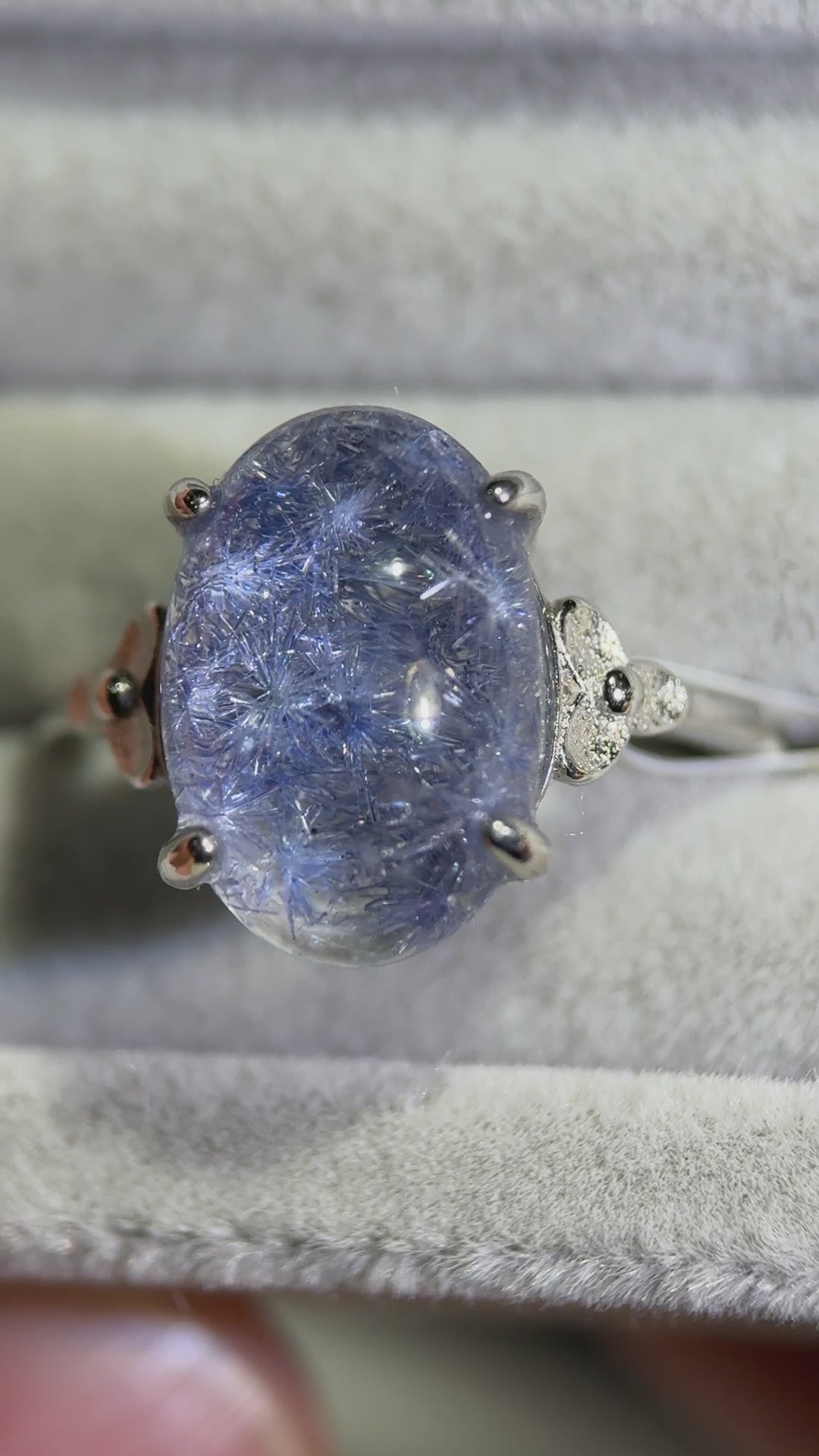 Dumortierite Ring 蓝线石925银戒指（可调节指围）