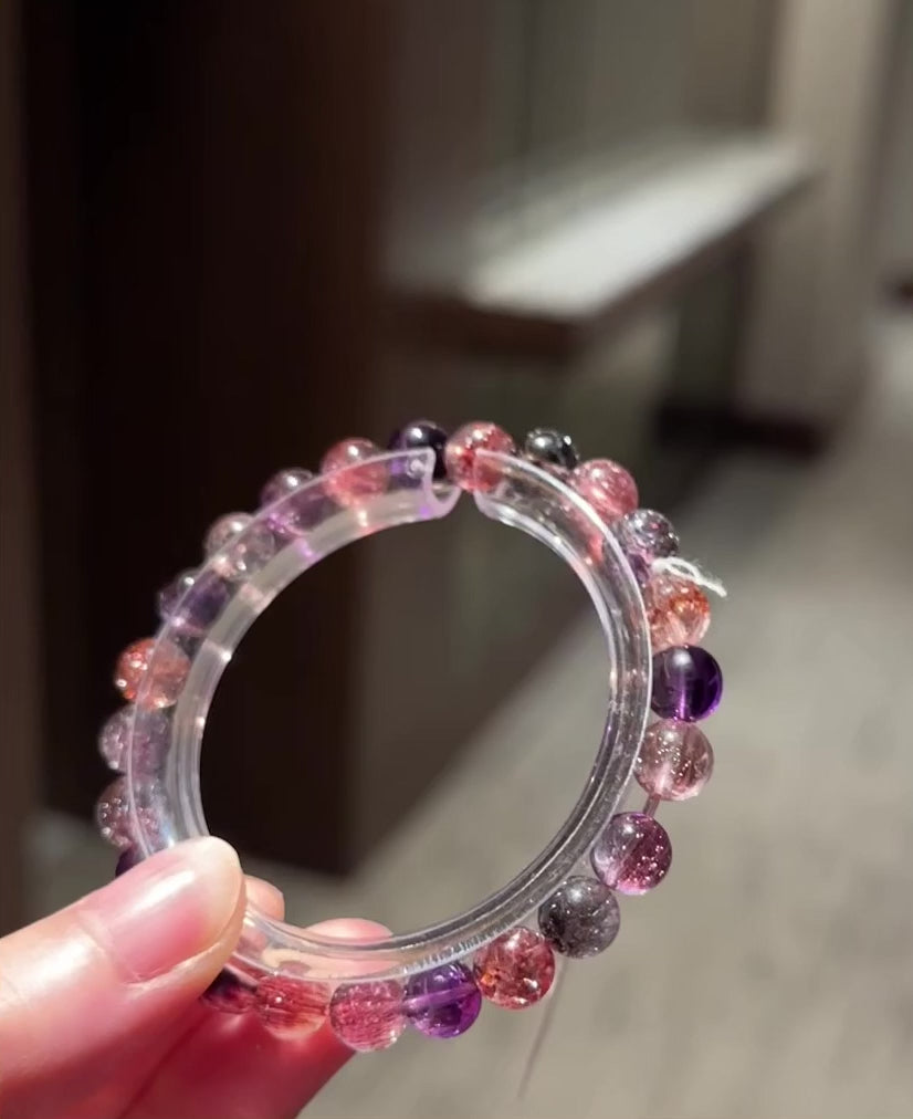 【售出欣赏】超七手串收藏级玻璃体(7.6MM➕)
