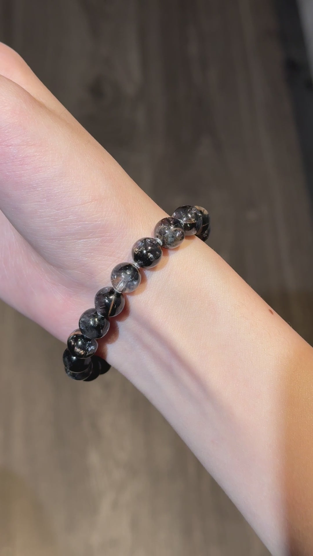 Brookite in Quartz Bracelet 收藏级满黑银钛（8.8mm➕）