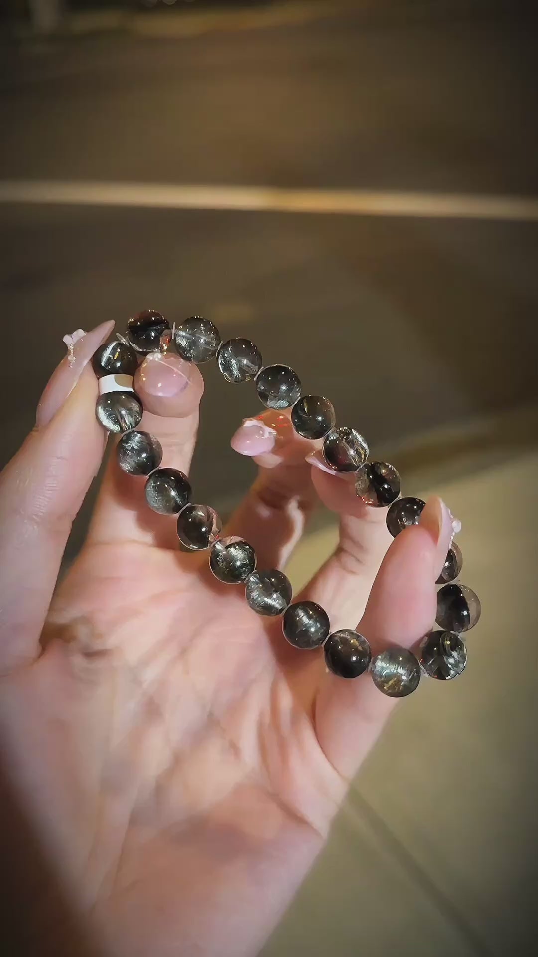 Brookite in Quartz Bracelet 收藏级板钛黑银钛（8.8mm➕）