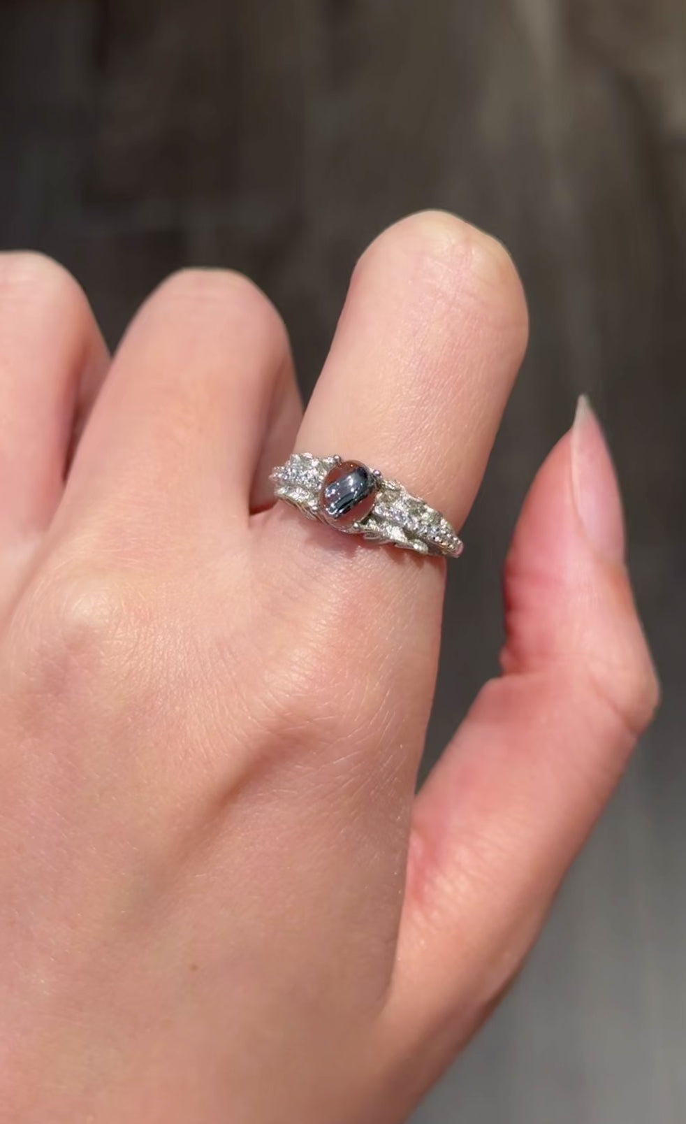 Stibnite Ring 辉锑矿925银戒指（指围可调节）